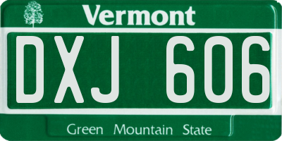 VT license plate DXJ606