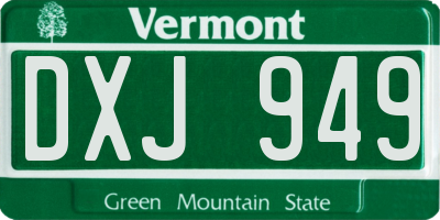 VT license plate DXJ949