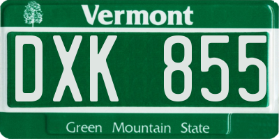 VT license plate DXK855
