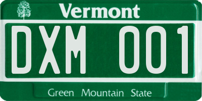 VT license plate DXM001