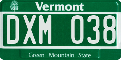 VT license plate DXM038