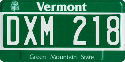 VT license plate DXM218