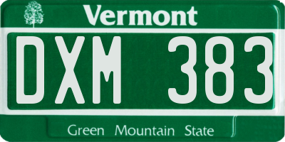 VT license plate DXM383