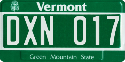 VT license plate DXN017