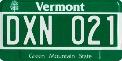 VT license plate DXN021