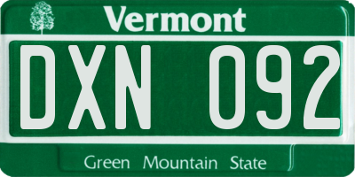 VT license plate DXN092