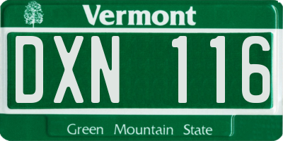 VT license plate DXN116