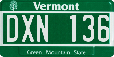 VT license plate DXN136