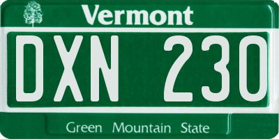 VT license plate DXN230