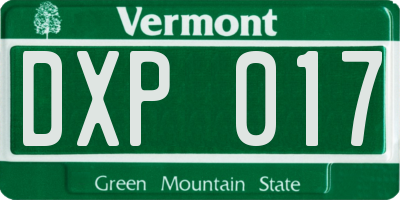VT license plate DXP017