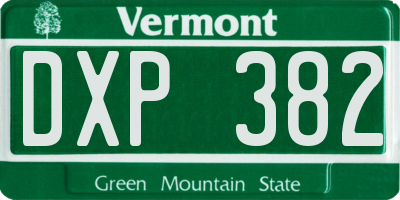 VT license plate DXP382