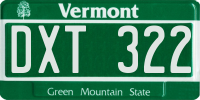 VT license plate DXT322