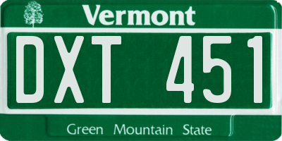 VT license plate DXT451