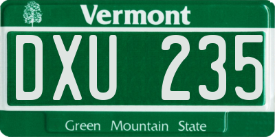 VT license plate DXU235