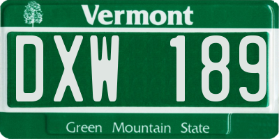 VT license plate DXW189
