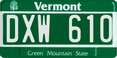 VT license plate DXW610