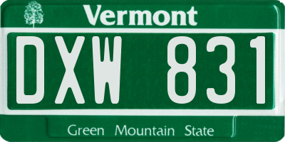 VT license plate DXW831
