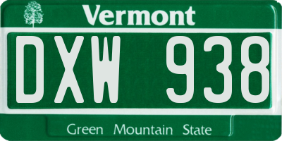 VT license plate DXW938