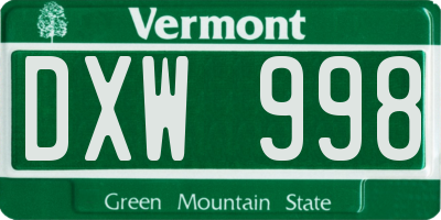 VT license plate DXW998