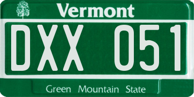 VT license plate DXX051