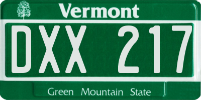 VT license plate DXX217