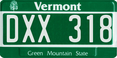 VT license plate DXX318