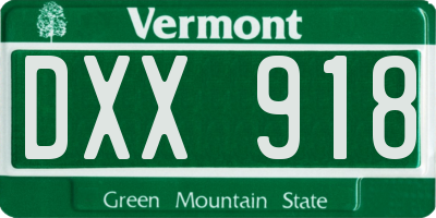 VT license plate DXX918