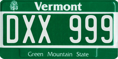 VT license plate DXX999