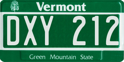 VT license plate DXY212