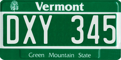 VT license plate DXY345