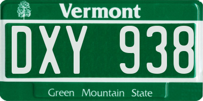VT license plate DXY938