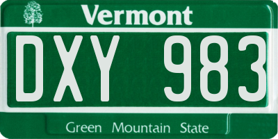 VT license plate DXY983