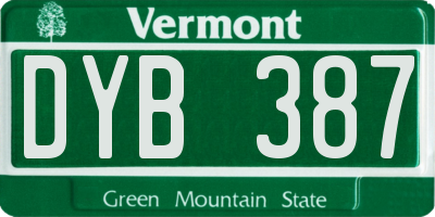 VT license plate DYB387