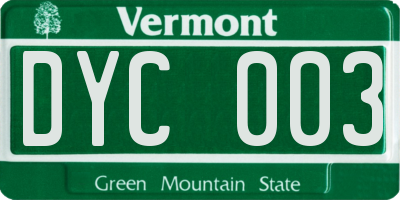 VT license plate DYC003