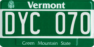 VT license plate DYC070