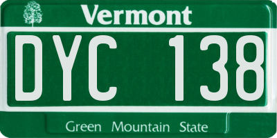 VT license plate DYC138