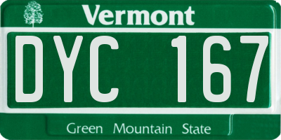 VT license plate DYC167