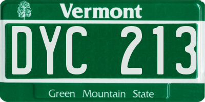 VT license plate DYC213