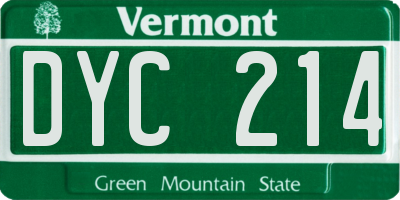 VT license plate DYC214