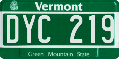 VT license plate DYC219