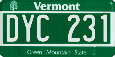 VT license plate DYC231