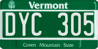 VT license plate DYC305
