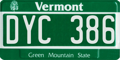 VT license plate DYC386