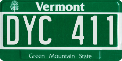 VT license plate DYC411