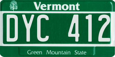 VT license plate DYC412