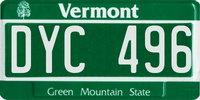 VT license plate DYC496