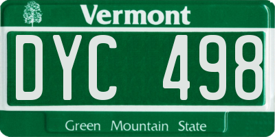 VT license plate DYC498