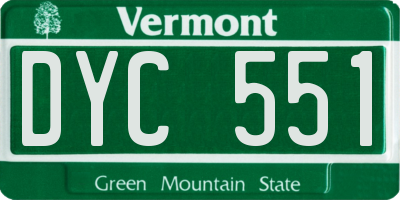 VT license plate DYC551
