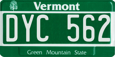 VT license plate DYC562