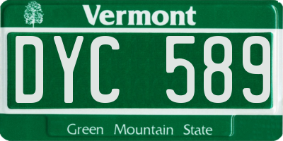 VT license plate DYC589